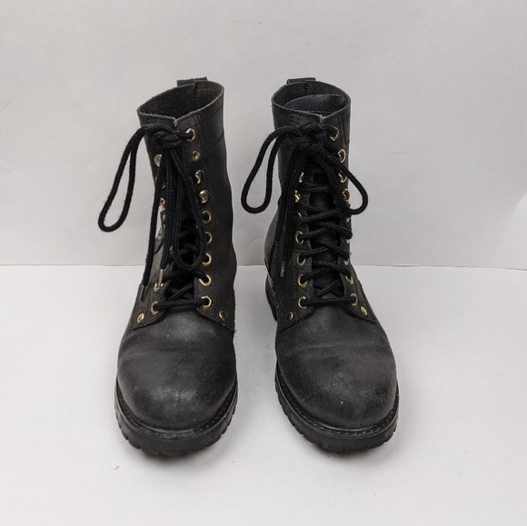 Vintage Chevy Trucks Black Leather Combat Boots - Picture 4 of 14